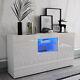 Large Sideboard High Gloss 2 Doors 1 Drawers White Cabinets Cupboard Led Lights