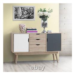 Large Sideboard Sonoma Oak 2 Colours Media Storage Unit 3 Drawers Cabinet Living