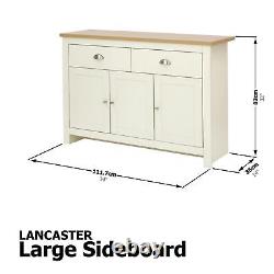 Large Sideboard Storage Unit 2 Drawers 3 Door Cupboards Cabinet Lancaster Cream