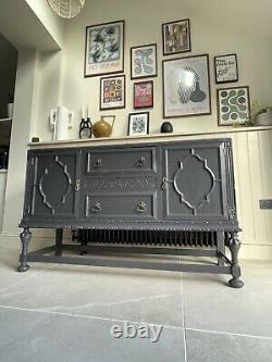 Large Solid Oak Painted Sideboard Kitchen Dresser Modern Decor In Charcoal Grey