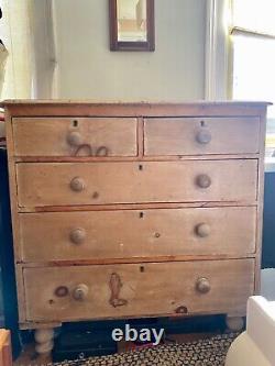 Large Solid Pine Chest of Drawers Vintage/Antique/Victorian