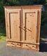 Large Solid Pine Farmhouse Style Double Door Wardrobe On Drawer Base