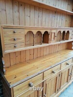 Large Solid Pine Welsh Dresser Display Cabinet Sideboard Country Kitchen Style