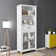 Large Storage Cupboard Cabinet With Bi-fold Glass Door 1 Drawers 2 Shelves Wood