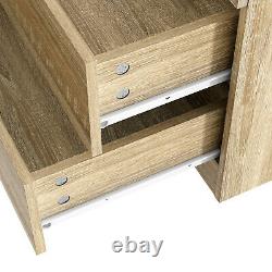 Large Storage Oak Double Wardrobe 2 Door With Drawers Bedroom Furniture Cabinet