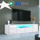 Large Tv Unit Cabinet 200 Cm Width High Gloss Drawers Doors Tv Stand + Led Light
