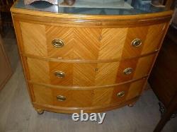 Large Unusual Antique Satinwood Bow Fronted Chest Of Drawers