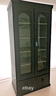 Large Victorian 2 Door Gothic Cupboard 5 shelves over 1 large drawer