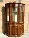 Large Vintage Inlaid Veneered Wood Display Cabinet Glass Doors Collection Only