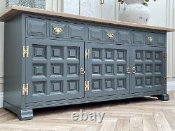 Large Vintage Younger Toledo Solid Oak Sideboard Kitchen Dresser Showhome
