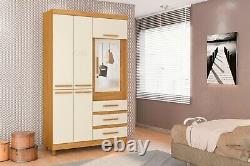 Large Wardrobe Bedroom Furniture with Drawers, Storage & Mirror Cupboard Shelf