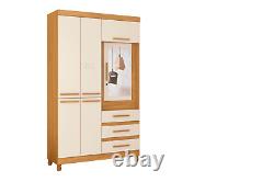 Large Wardrobe Bedroom Furniture with Drawers, Storage & Mirror Cupboard Shelf