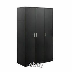 Large Wardrobe White/Black/Oak 3 Door 3 Drawer Wardrobe Bedroom Storage Unit UK