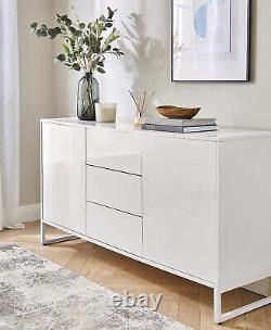 Large White Gloss Sideboard Cabinet Storage Unit Furniture