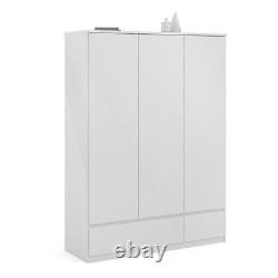 Large White High Gloss 3 Door Bedroom Wardrobe 2 Drawers Hanging Clothes Rail