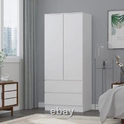 Large Wide Matt White Combination Wardrobe Bedroom Furniture Hanging Storage