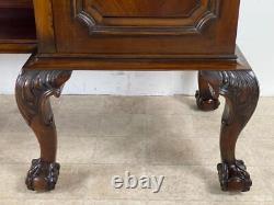 Large antique Waring & Gillow heavy carved mahogany Chippendale sideboard buffet