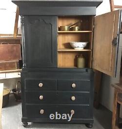 Large antique freestanding kitchen cupboard. Farrow&Ball blue black