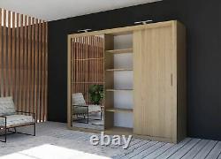 Large bedroom set CLEO1 sliding 250cm wardrobe chest 2 x bedsides shetland oak