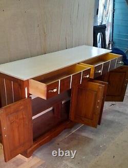 Large sideboard cabinet. Solid Wood finished in walnut & white lacquer