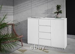 Large sideboard cabinet white IDDEA 2 doors 4 drawers 2 shelves