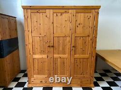 Large solid pine triple door wardrobe with three drawers four shelves Delivery