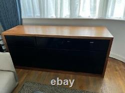 Large solid/wood veneer credenza/sideboard with black gloss paint doors