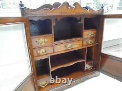 Large vintage oak smokers cabinet bevelled glass doors, 7 drawers, huge 55cm