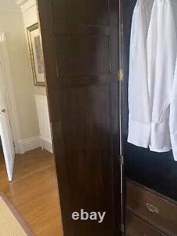 Large walnut & mahogany triple door mirrored wardrobe inc deep drawers