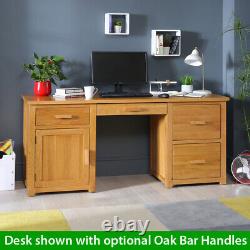 London Oak Large Pedestal Home Office Desk 3 Drawers 1 Door Cupboard UK50