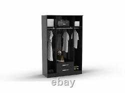Lynx All Black Gloss Bedroom Furniture Wardrobe Chest by Birlea Large Sizes