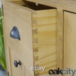Milan Oak Sideboard Large 2 Door 3 Drawer Cabinet Rustic Medium Wood Tone
