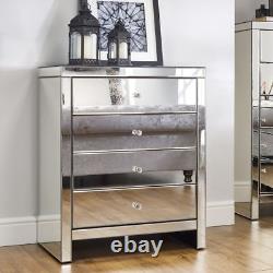 Mirrored Chest of Drawers, Seville 4 Large Storage Drawers 75cm x 92cm x 46cm