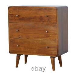 Modern Curved Chest of Drawers Oak or Chestnut Finish Available in 2 sizes