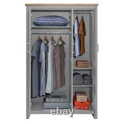 Modern Grey 3-Piece Set Spacious 3-Door Wardrobe Large Chest Bedside