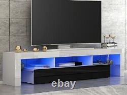 Modern Large 200cm TV Unit Cabinet Stand High Gloss Door with 2 Drawers FREE LED