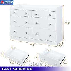 Modern White Chest of Drawers Bedroom Furniture Storage Bedside 6 large Drawers