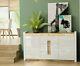 Modern White Gloss Large Sideboard Storage Cabinet Led Light Oak Unit Alameda