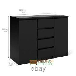 Naia Large Wide Sideboard Buffet Unit 4 Drawers 2 Doors In Black Matt