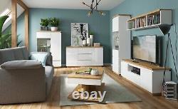 New Large Sideboard 2 Door Soft Close 3 Drawer White High Gloss Storage Erla