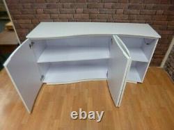 New Large Wave Fronted High Gloss White 3 Door Sideboard Furniture Store