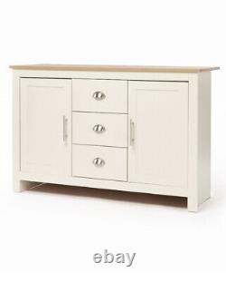 New Sherbourne Large Sideboard 3 Drawers Cabinet Storage Unit Cream