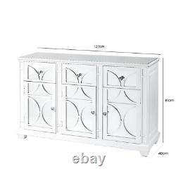 Nicky Cornell Large White Mirrored Wooden 3 Door Sideboard Cabinet 3 Drawer