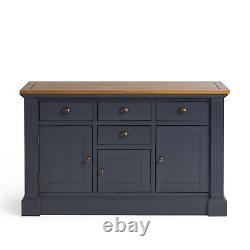Oak Furnitureland Highgate Rustic Solid Oak & Blue Large Sideboard RRP £394.99