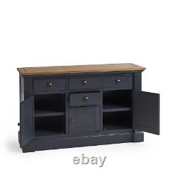 Oak Furnitureland Highgate Rustic Solid Oak & Blue Large Sideboard RRP £394.99