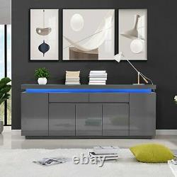 Odessa Large Sideboard 2 Drawer 5 Door Gloss Grey With LED