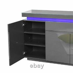 Odessa Large Sideboard 2 Drawer 5 Door Gloss Grey With LED