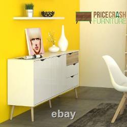Oslo Sideboard Buffet Unit Large 3 Drawers 2 Doors In White And Oak