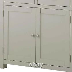 Padstow Grey Large Sideboard 3 Door Drawer Solid Pine Wood Painted Oak Cupboard
