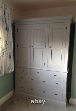 Painted 3 Door Gents triple wardrobe with large drawers